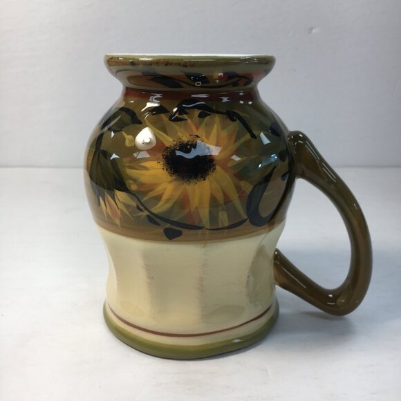 Certified International Scalloped Sunflower Footed Mug Set 4 Margaret Le Van - Picture 6 of 8